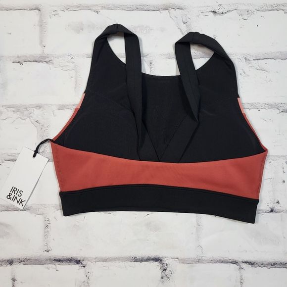 IRS & INK Black Cayenne Color Blocked Scoop Neck Sports Bra Size Extra Small NWT - Picture 3 of 3